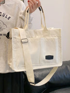 Summer Everything Tote Bag for Women, Plain/Cherry Pattern Work Bag, Everyday Shoulder Bag, Trendy Versatile Commuting Bag, Girl Large Beach Bags