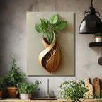 1PC Framed Canvas Modern Leaf Vase Minimalist Art, Clean Design, Premium Canvas, Ideal for Contemporary Living Room, Office, or Home Decor, Perfect for Modern, Elegant Spaces