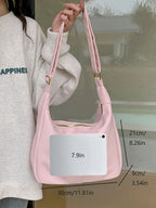 Women'S Solid Color Shoulder Bag, Back to School, Fashion Bags, Fashionable Large Capacity Crossbody Bag for Daily Used, Casual Trendy Versatile High-Quality Daily Commuting Bag, Hobo Shoulder Bag, Crossbody Shoulder Handbag, Daily Commuter Bag
