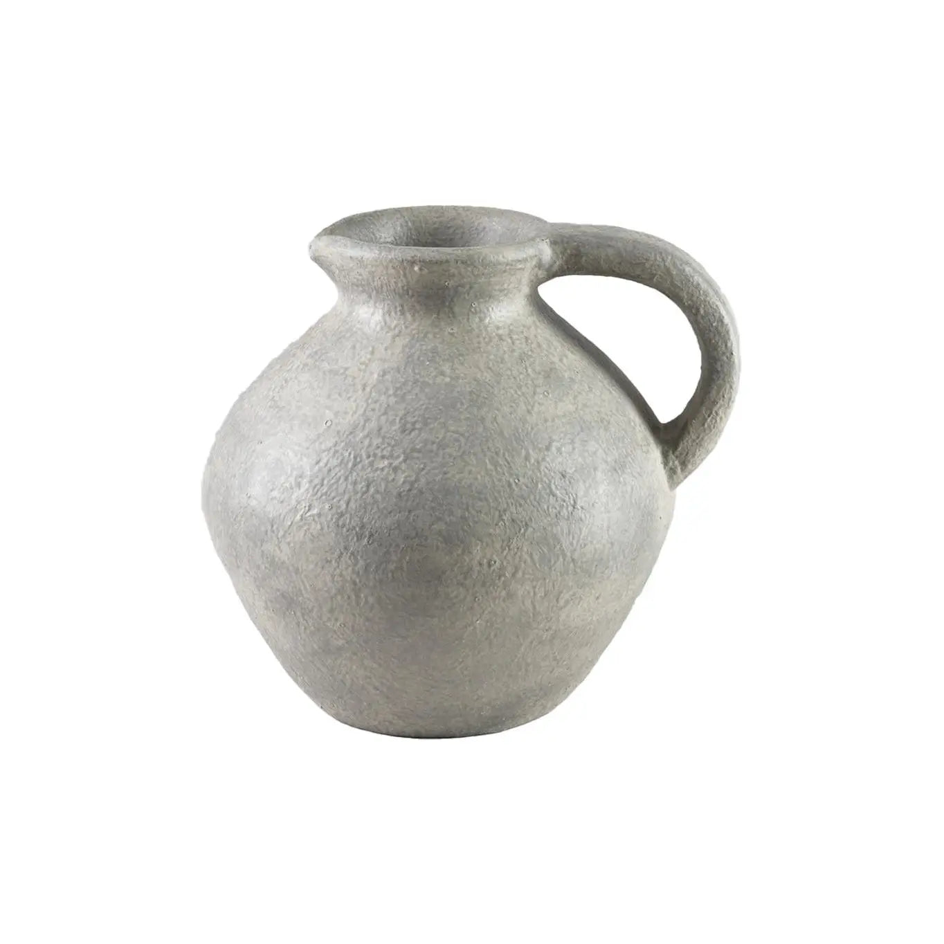 Serene Spaces Living Gray Ceramic Jug Vase 10.5 Diameter & 10.5 Tall Vintage Pitcher Design Stone like Texture Exotic Vase for Long Stemmed Flowers