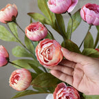 6-Piece Set of Imitation Silk Peony Flower Vase Decoration -4 Simulated Peony Branches with Stems DIY Bouquet Center Decoration, Wedding Filling Arrangement, Bathroom Decoration Table Ornaments