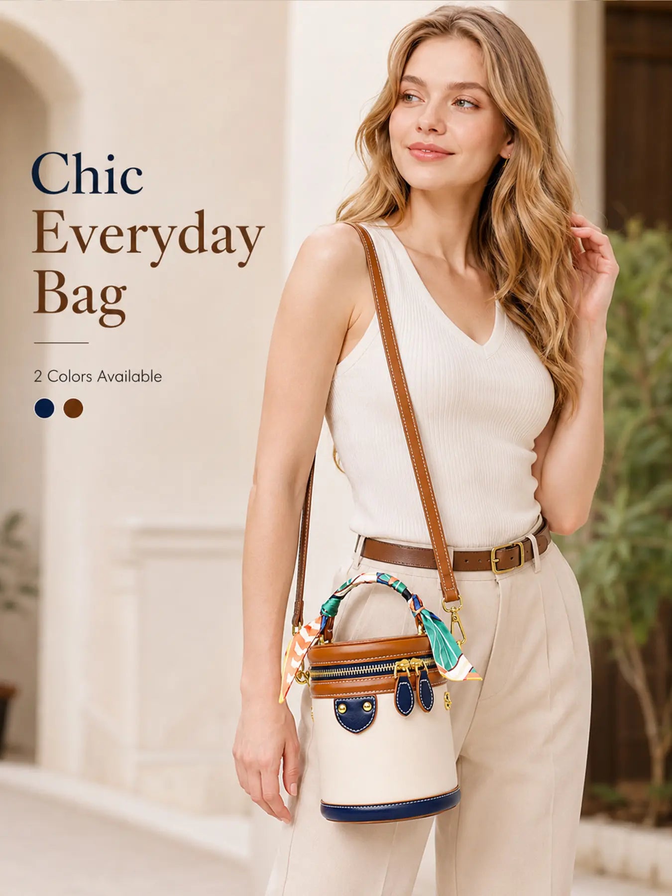 Mini Bucket Crossbody Bag for Women, Small round PU Leather Handbag with Top Handle, Versatile 2-In-1 Handheld and Crossbody Purse, Fashionable Shoulder Purse with Zipper Closure, for Everyday Casual Wear, Work, Dates and Vacation, Fashionable Bags