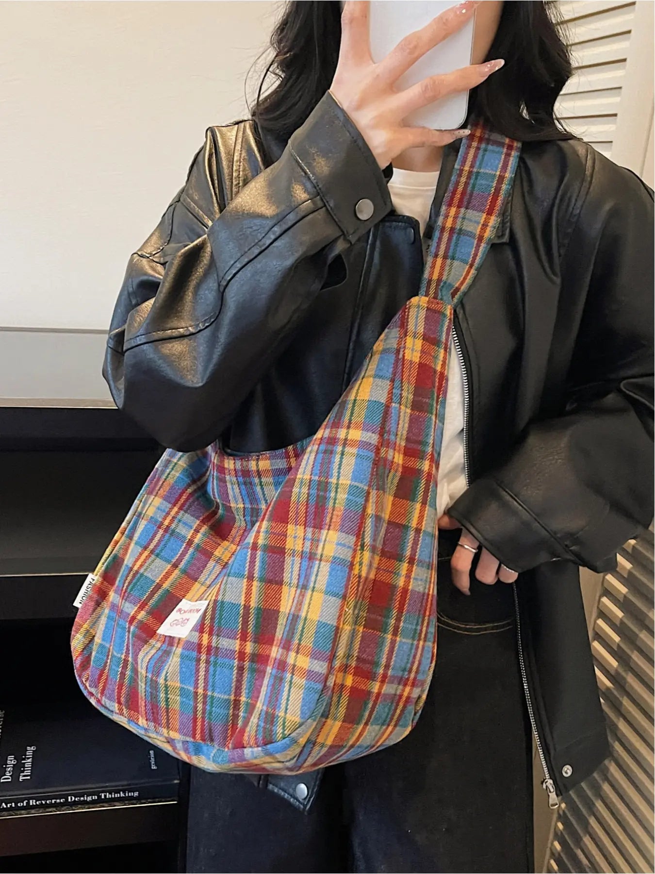 Retro Plaid Underarm Bag, Spring/Summer Textile Shoulder Bag, Crossbody Tote Bag, Casual Fashion Bag, Multi-Color Versatile Casual Large Capacity Bag, Suitable for Dates, Commuting, Shopping, and Compatible with Everyday Accessories