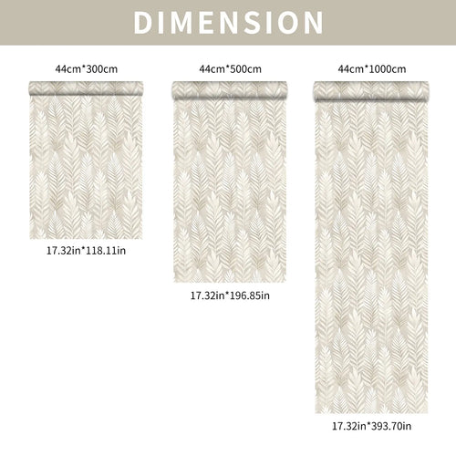 Beige Plant Pattern Peel and Stick Self-Adhesive Wallpaper - Waterproof Removable Oil-Proof | Easy to Cut Self-Adhesive Wall Sticker for Living Room, Kitchen & Bedroom Modern Decor Floral Wallpaper Peel and Stick