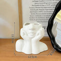 White Vinyl Face Vase Boho Minimalism Decorative Modern Nordic Flower Vases for Home Living Room Office Book Shelf Decor