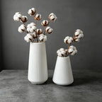 Set of 2 Matte Cream White Ribbed Plastic Vases - Unbreakable Modern Wabi-Sabi Flower Vase, Decorative Vase, Lightweight Centerpiece for Dried Pampas & Fresh Flowers, Ideal for Living Room, Bedroom, Office, Housewarming Gift, Home Decor Vase