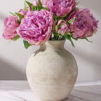 Ivydale Ceramic Flower Vase Home Decor, 7.4 in Farmhouse Table Vases Rustic Vintage Living Room Kitchen Bedroom Decoration Pottery Decorative Vases for Flowers House Shelf Office Desk Dining Entryway, Retro