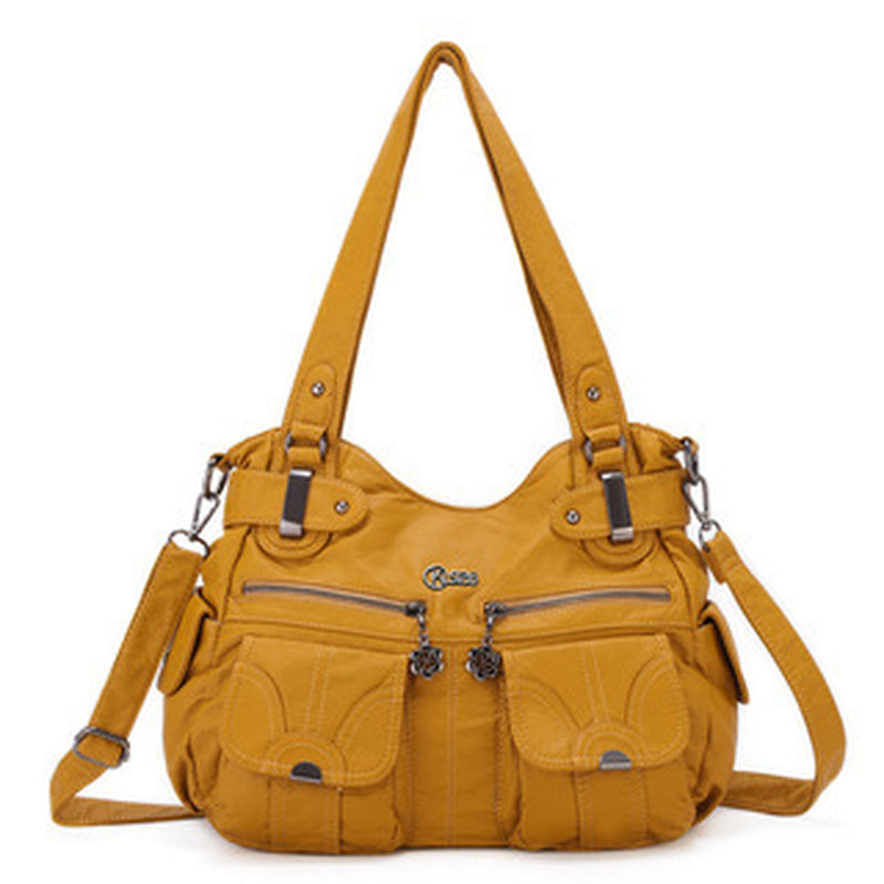 Fashion Ladies Soft Leather Portable Messenger Bag Crossbody Bags for Women Zipper Pocket Soft Casual Tote