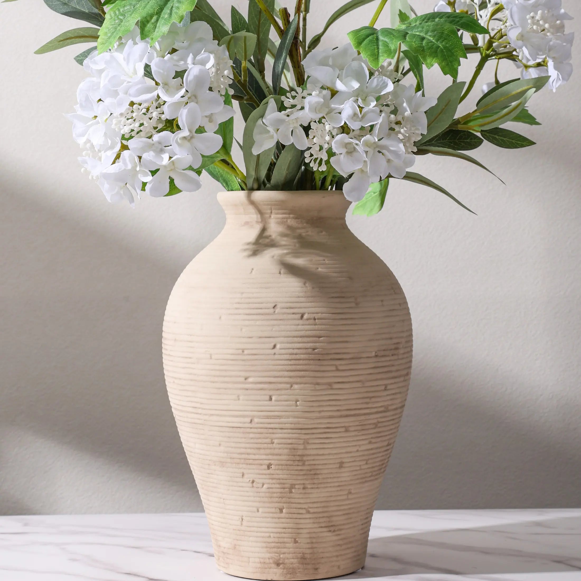 Ivydale Ceramic Flower Vase Home Decor, 7.4 in Farmhouse Table Vases Rustic Vintage Living Room Kitchen Bedroom Decoration Pottery Decorative Vases for Flowers House Shelf Office Desk Dining Entryway, Retro