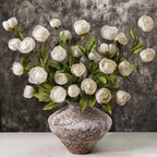 6-Piece Set of Imitation Silk Peony Flower Vase Decoration -4 Simulated Peony Branches with Stems DIY Bouquet Center Decoration, Wedding Filling Arrangement, Bathroom Decoration Table Ornaments