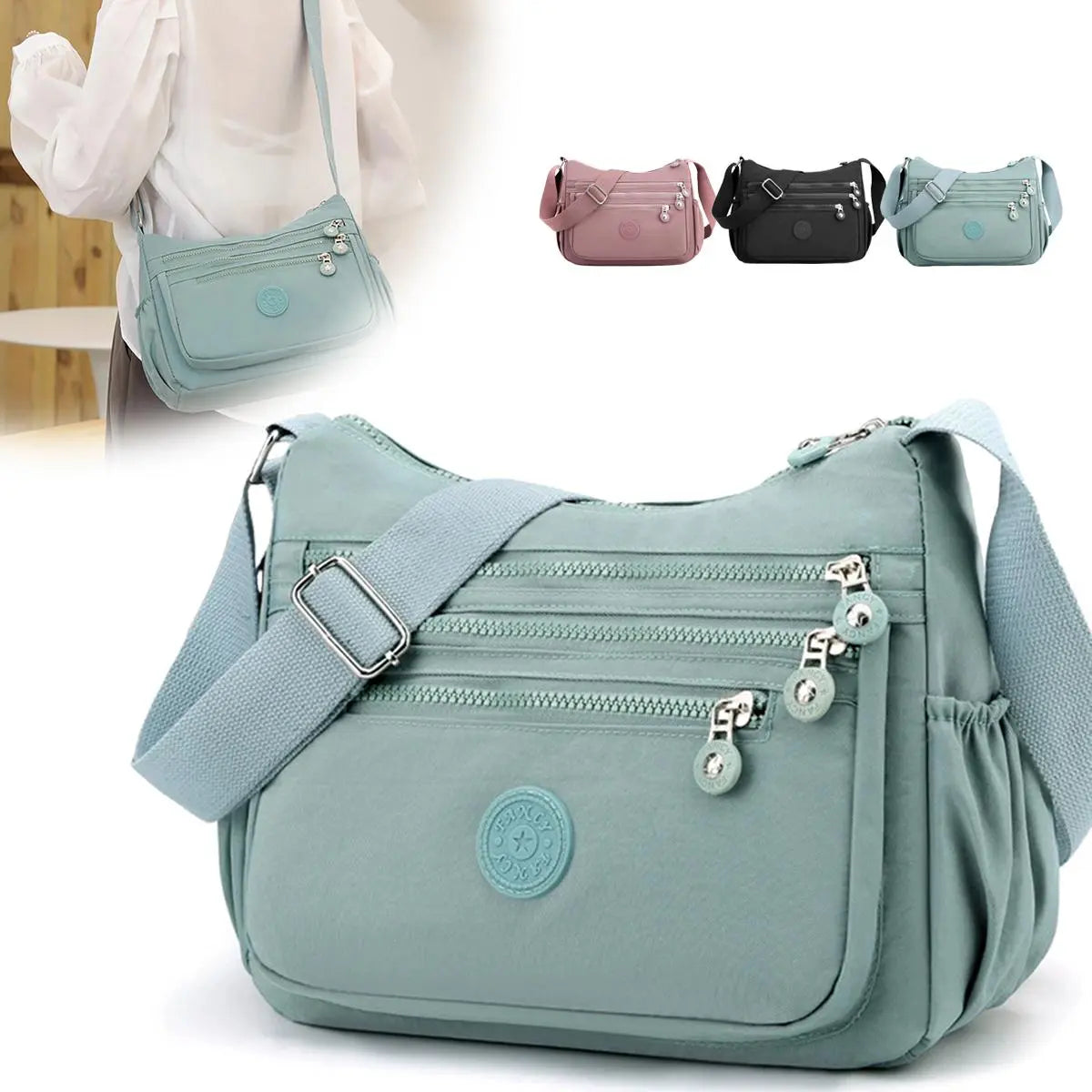 Nylon Fabric Crossbody Bag, Anti-Theftwomen'S Shoulder Bag, Multi-Layer Pocket Wallet, Solid Color Nylon Fanny Pack, Daily Commuting Nylon Bum Bag,Perfect for Mother'S Day & Valentine'S Day Gifts