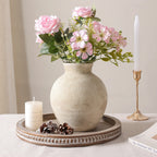 Ivydale Ceramic Flower Vase Home Decor, 7.4 in Farmhouse Table Vases Rustic Vintage Living Room Kitchen Bedroom Decoration Pottery Decorative Vases for Flowers House Shelf Office Desk Dining Entryway, Retro