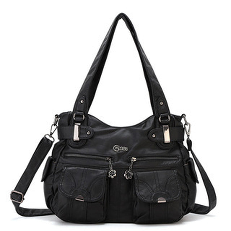 Fashion Ladies Soft Leather Portable Messenger Bag Crossbody Bags for Women Zipper Pocket Soft Casual Tote