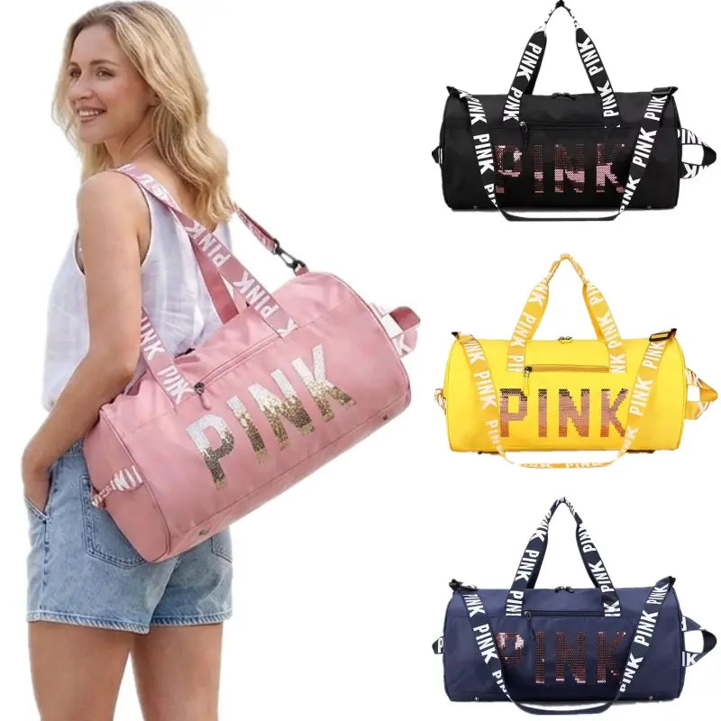 Sparkle Sequin Travel Bag for Women, 18" Waterproof Gym Tote, Stylish Carry-On for All Occasions