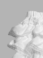 1Pc Women Fashion Ruffle Lace Slip Skirt Shorts Bow Decor Lolita Tiered Bloomers