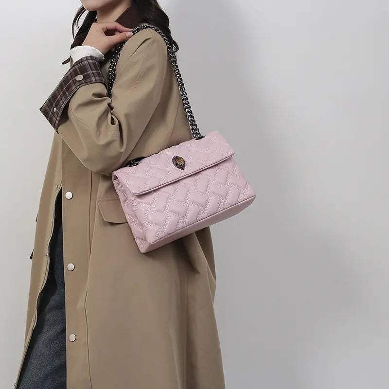 Quilted Chain Shoulder Bag Fashion Crossbody Purse Elegant Flap Handbag Luxury Designer Style Bag