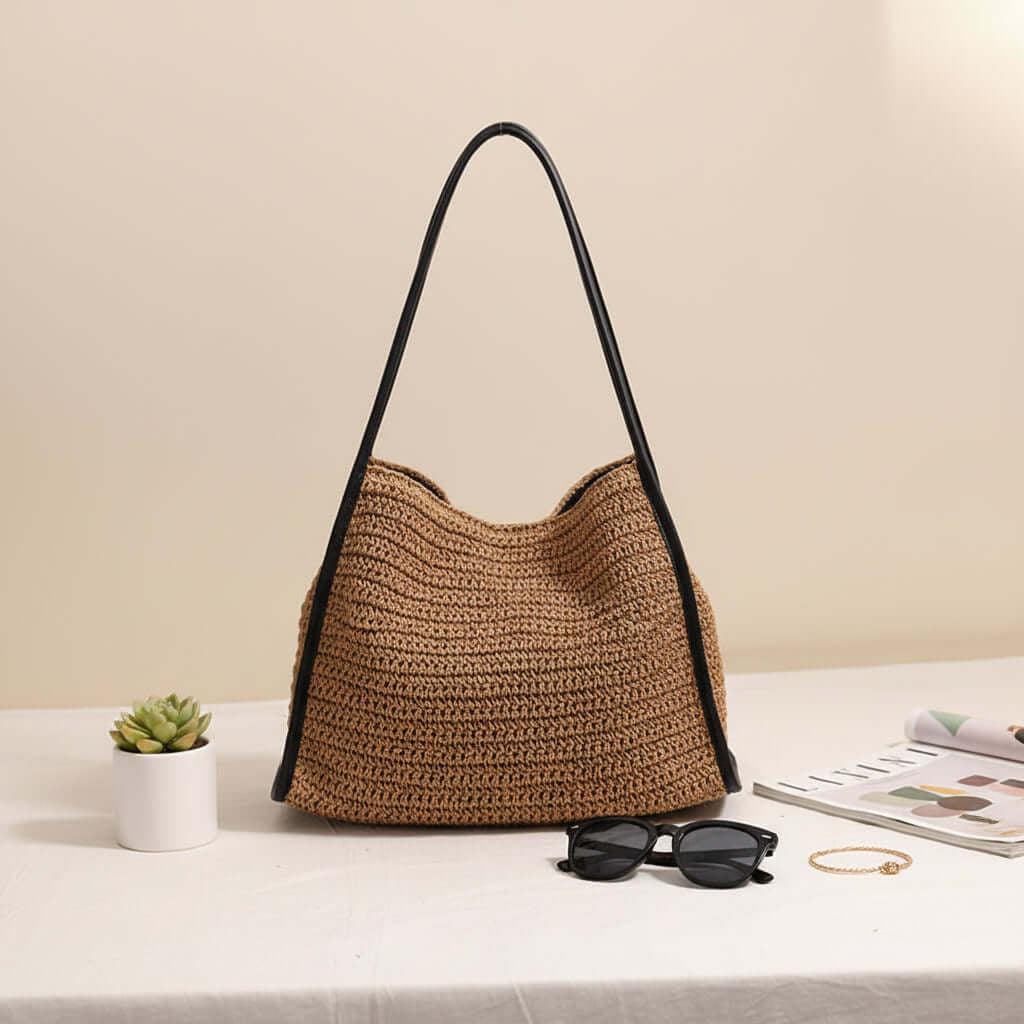 Large Capacity Straw Beach Bag French Straw Bag Niche Woven Bag