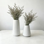 Set of 2 Matte Cream White Ribbed Plastic Vases - Unbreakable Modern Wabi-Sabi Flower Vase, Decorative Vase, Lightweight Centerpiece for Dried Pampas & Fresh Flowers, Ideal for Living Room, Bedroom, Office, Housewarming Gift, Home Decor Vase
