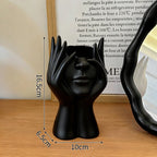White Vinyl Face Vase Boho Minimalism Decorative Modern Nordic Flower Vases for Home Living Room Office Book Shelf Decor