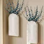 Ivydale 2 Pack Wooden Wall Vases with Fake Plants, Wall Hanging Planters Boho Modern Farmhouse Indoor for Narrow Spaces Entryway Bathroom Home Office Decoration, Brown