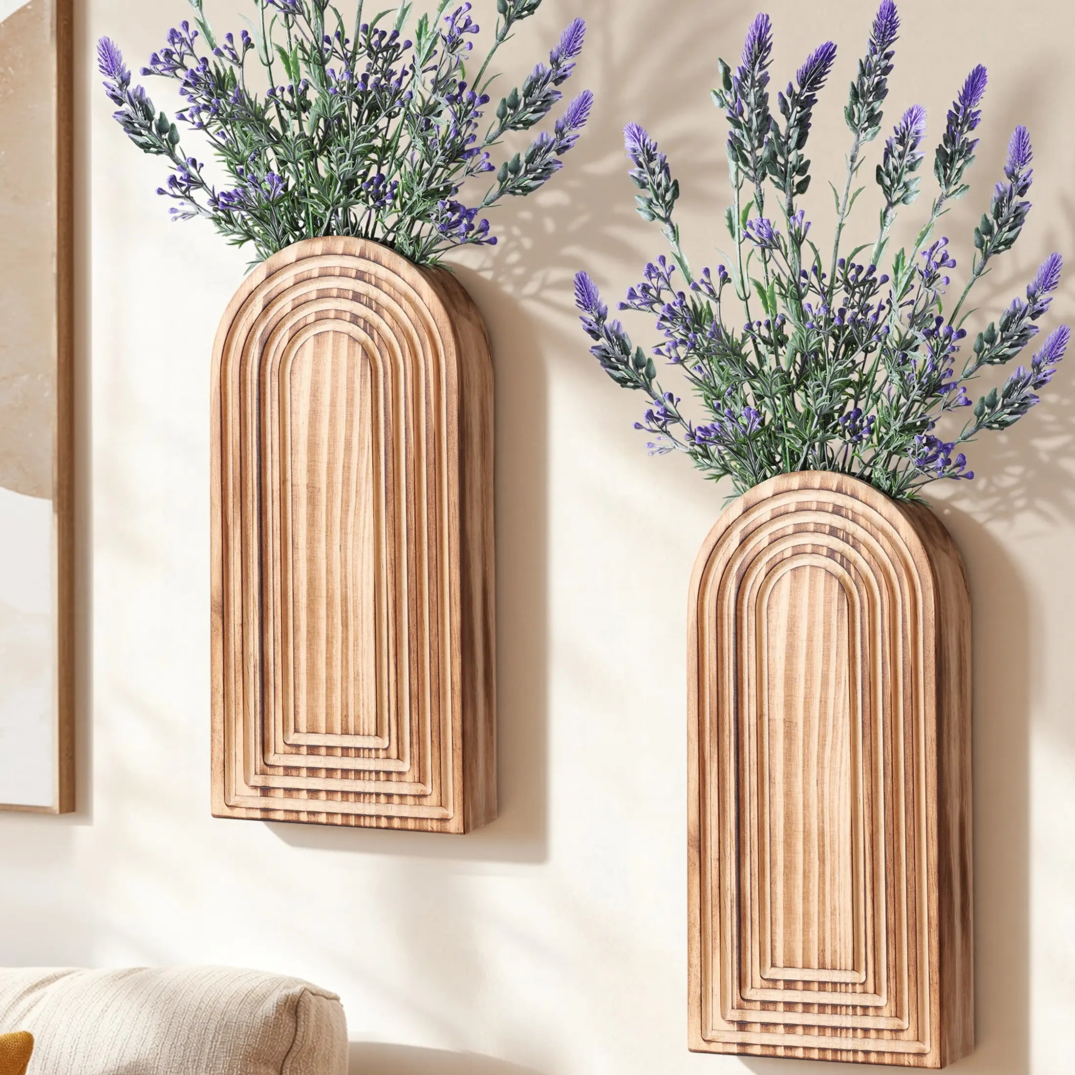 Ivydale Wooden Wall Vase Set of 2, Wall Hanging Planter Modern Farmhouse Wall Decor for Boho Wall Decor for Indoor Entryway Hallway Bathroom Living Room Dining Room