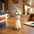 Exquisite and Quirky Little Cat Vase Home Desk Resin Decorative Piece Unique Design for Home Office Settings Lightweight Durable Material Whimsical Decor Swan Flower Arrangement White