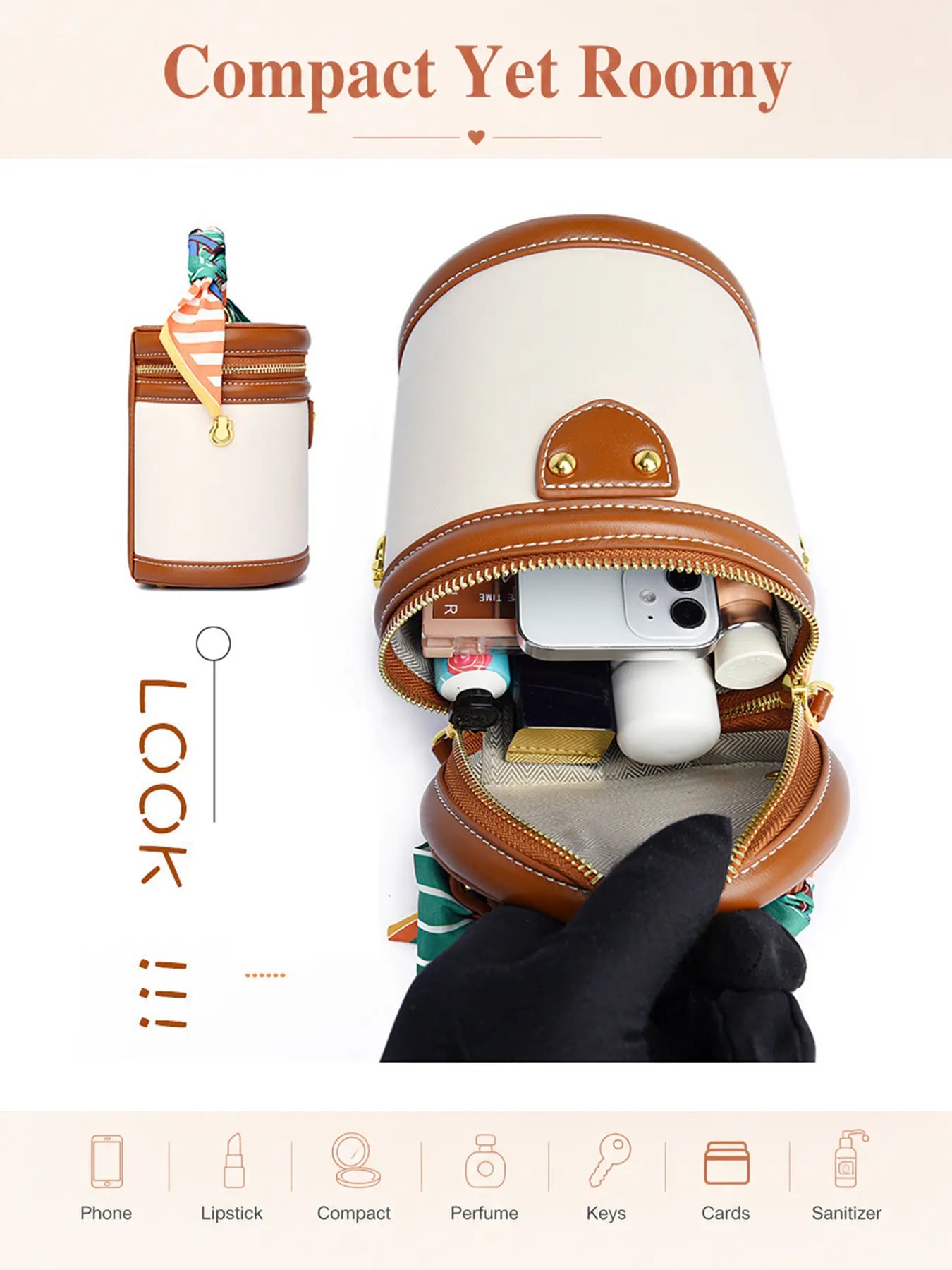 Mini Bucket Crossbody Bag for Women, Small round PU Leather Handbag with Top Handle, Versatile 2-In-1 Handheld and Crossbody Purse, Fashionable Shoulder Purse with Zipper Closure, for Everyday Casual Wear, Work, Dates and Vacation, Fashionable Bags
