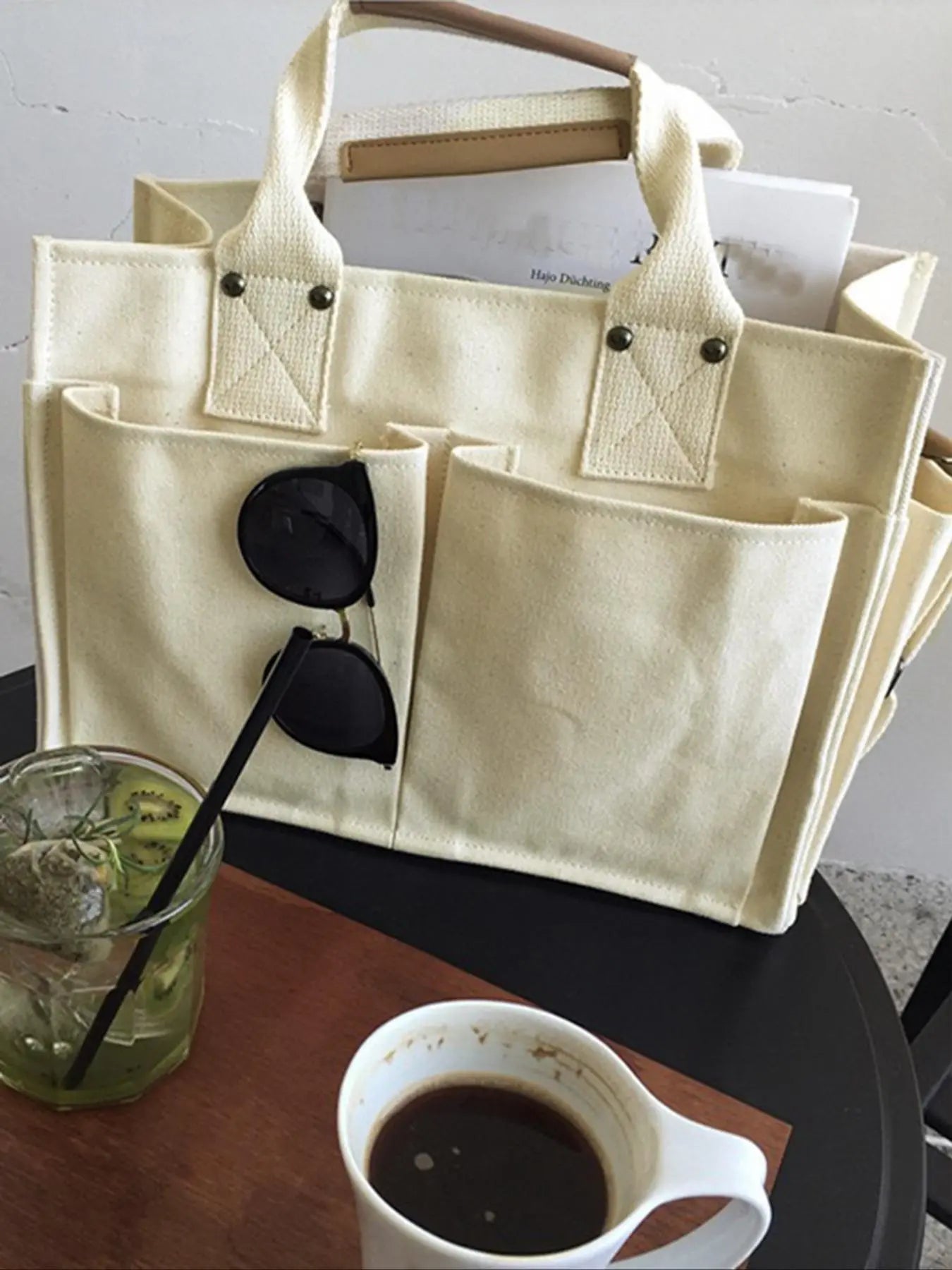 2024 Women'S Solid Color Canvas Tote Bag for School with Removable Bottom Compartment, Large Capacity Oversize Trendy Shoulder Bag for College