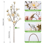 Ivydale 3PCS Artificial Magnolia Flowers Stems for Spring Decoration, Faux Champagne Magnolia Branches with Buds, 34.5" Long Stems Floral Arrangement for Vase Pot Table Centerpiece Indoor Decor
