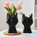 White Vinyl Face Vase Boho Minimalism Decorative Modern Nordic Flower Vases for Home Living Room Office Book Shelf Decor