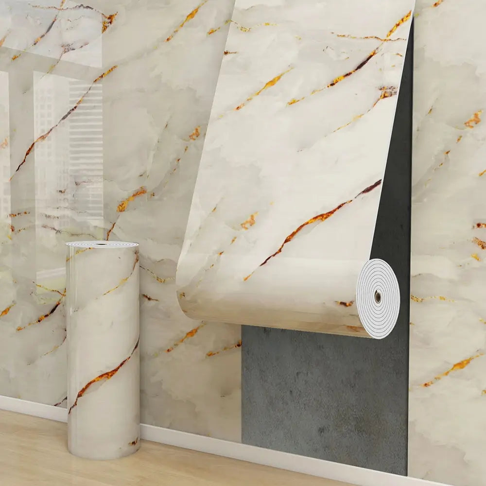 Aozey Marble Wall Sticker Roll, Self-Adhesive Wallpaper, Peel and Stick Wall Panel, Detachable Vinyl, Kitchen, Bathroom & Countertops, Marble Pattern Wallpaper, Peel and Stick Wallpaper Designs