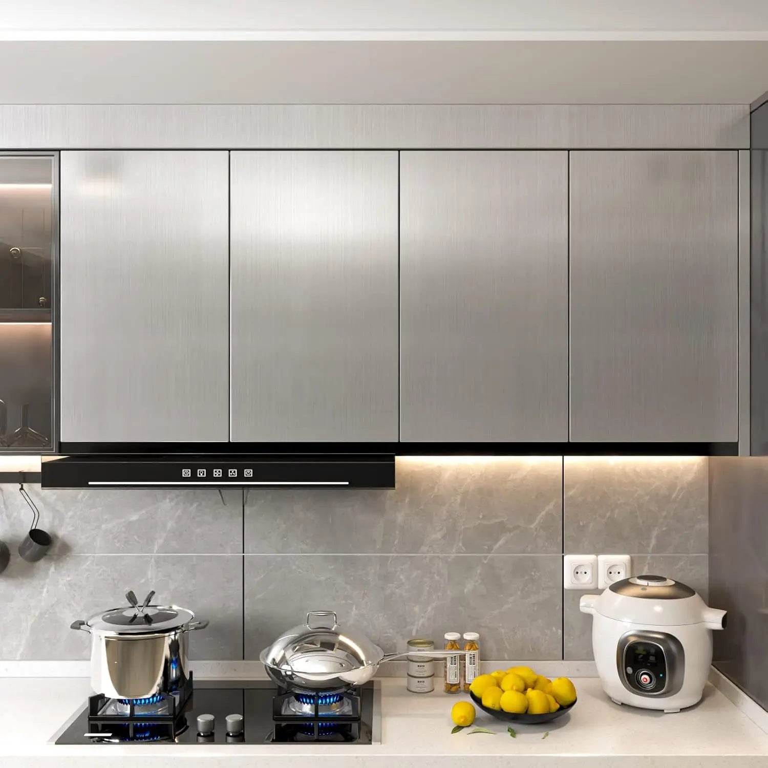 Silver Metallic Contact Paper Peel and Stick Countertop Kitchen Self Adhesive Waterproof