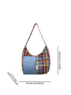 Retro Plaid Underarm Bag, Spring/Summer Textile Shoulder Bag, Crossbody Tote Bag, Casual Fashion Bag, Multi-Color Versatile Casual Large Capacity Bag, Suitable for Dates, Commuting, Shopping, and Compatible with Everyday Accessories