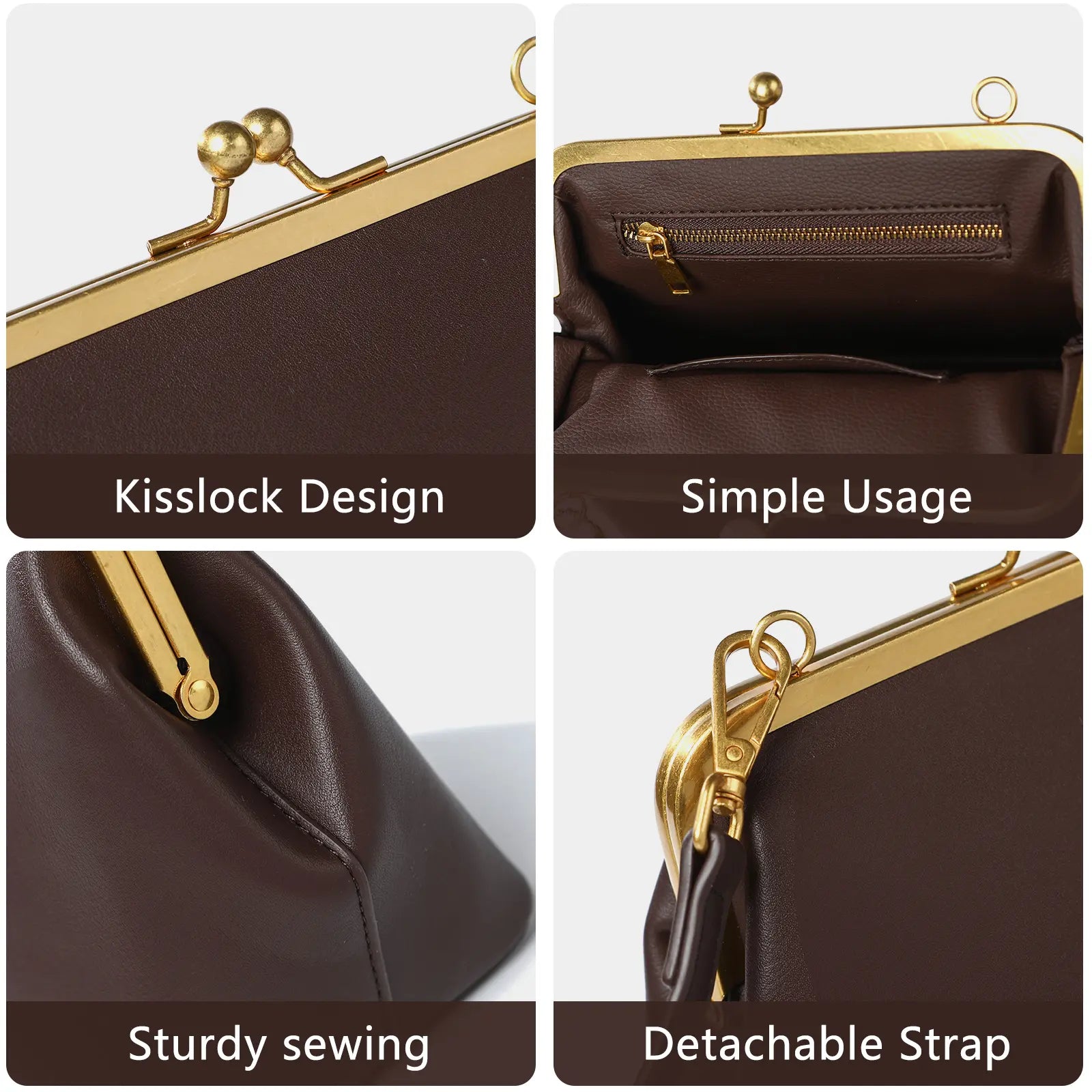 MINKARS Small Kisslock Bag - Crossbody Purses for Women