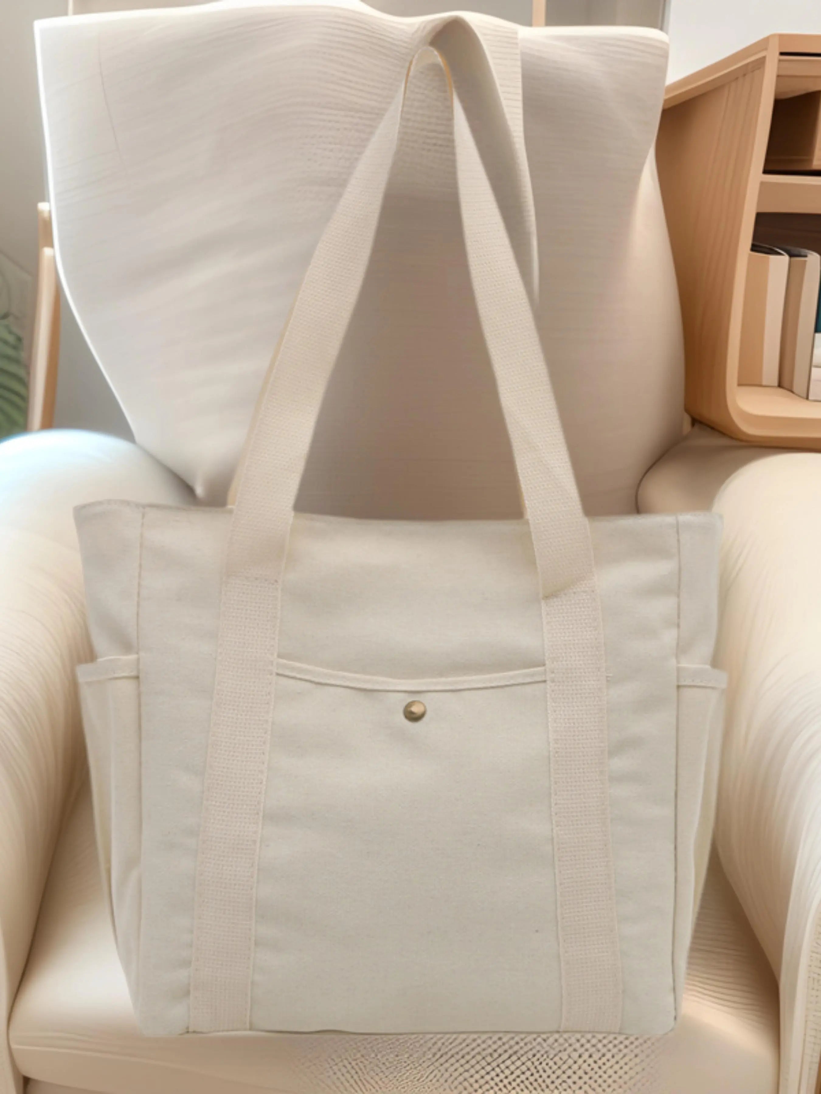Women'S Solid Color Large Capacity Soft Commuter Tote Bag, Fashionable Shoulder Bag for Daily Used, Casual Trendy Versatile High-Quality Daily Commuting Bag, Lightweight Tote Bag