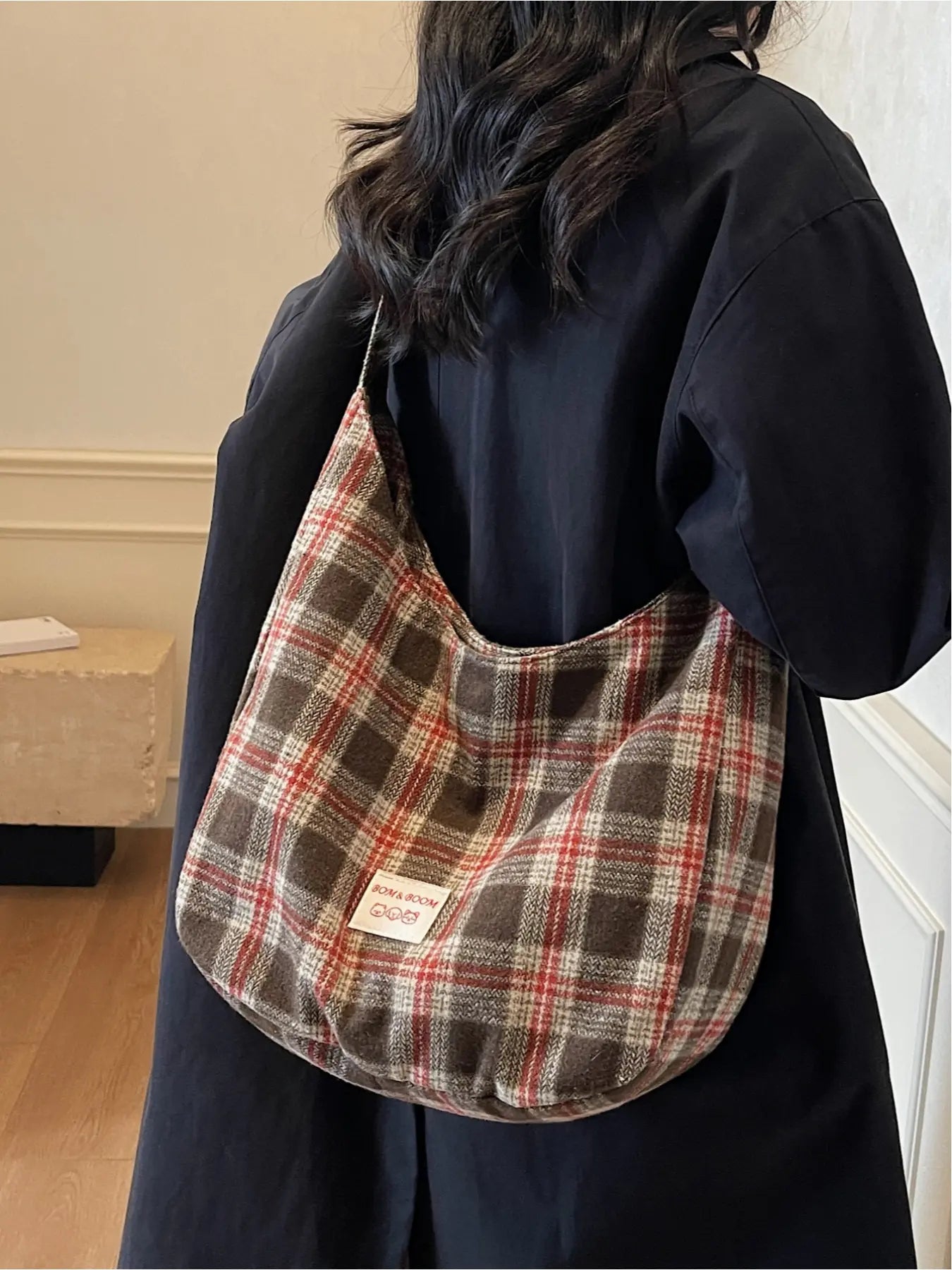 Retro Plaid Underarm Bag, Spring/Summer Textile Shoulder Bag, Crossbody Tote Bag, Casual Fashion Bag, Multi-Color Versatile Casual Large Capacity Bag, Suitable for Dates, Commuting, Shopping, and Compatible with Everyday Accessories