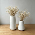 Set of 2 Matte Cream White Ribbed Plastic Vases - Unbreakable Modern Wabi-Sabi Flower Vase, Decorative Vase, Lightweight Centerpiece for Dried Pampas & Fresh Flowers, Ideal for Living Room, Bedroom, Office, Housewarming Gift, Home Decor Vase