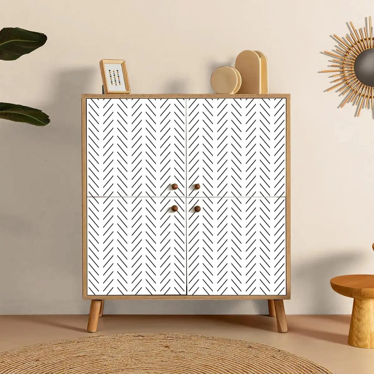 Erfoni Black and White Peel and Stick Wallpaper Modern Herringbone Contact Paper Bathroom 17.7Inch X 118.1Inch Geometric Removable Wallpaper Peel and Stick Self Adhesive Contact Paper for Accent Wall