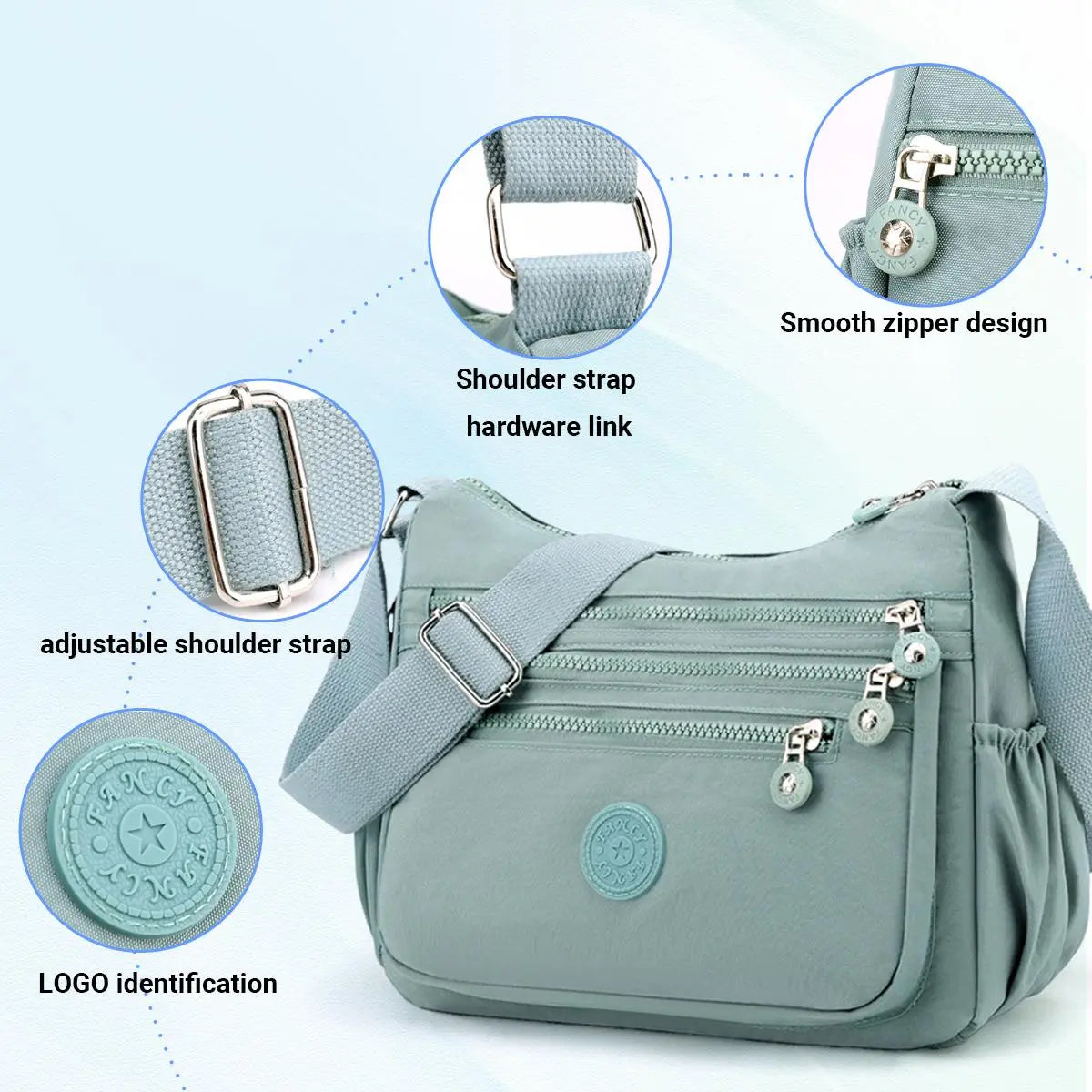 Nylon Fabric Crossbody Bag, Anti-Theftwomen'S Shoulder Bag, Multi-Layer Pocket Wallet, Solid Color Nylon Fanny Pack, Daily Commuting Nylon Bum Bag,Perfect for Mother'S Day & Valentine'S Day Gifts
