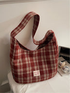 Retro Plaid Underarm Bag, Spring/Summer Textile Shoulder Bag, Crossbody Tote Bag, Casual Fashion Bag, Multi-Color Versatile Casual Large Capacity Bag, Suitable for Dates, Commuting, Shopping, and Compatible with Everyday Accessories
