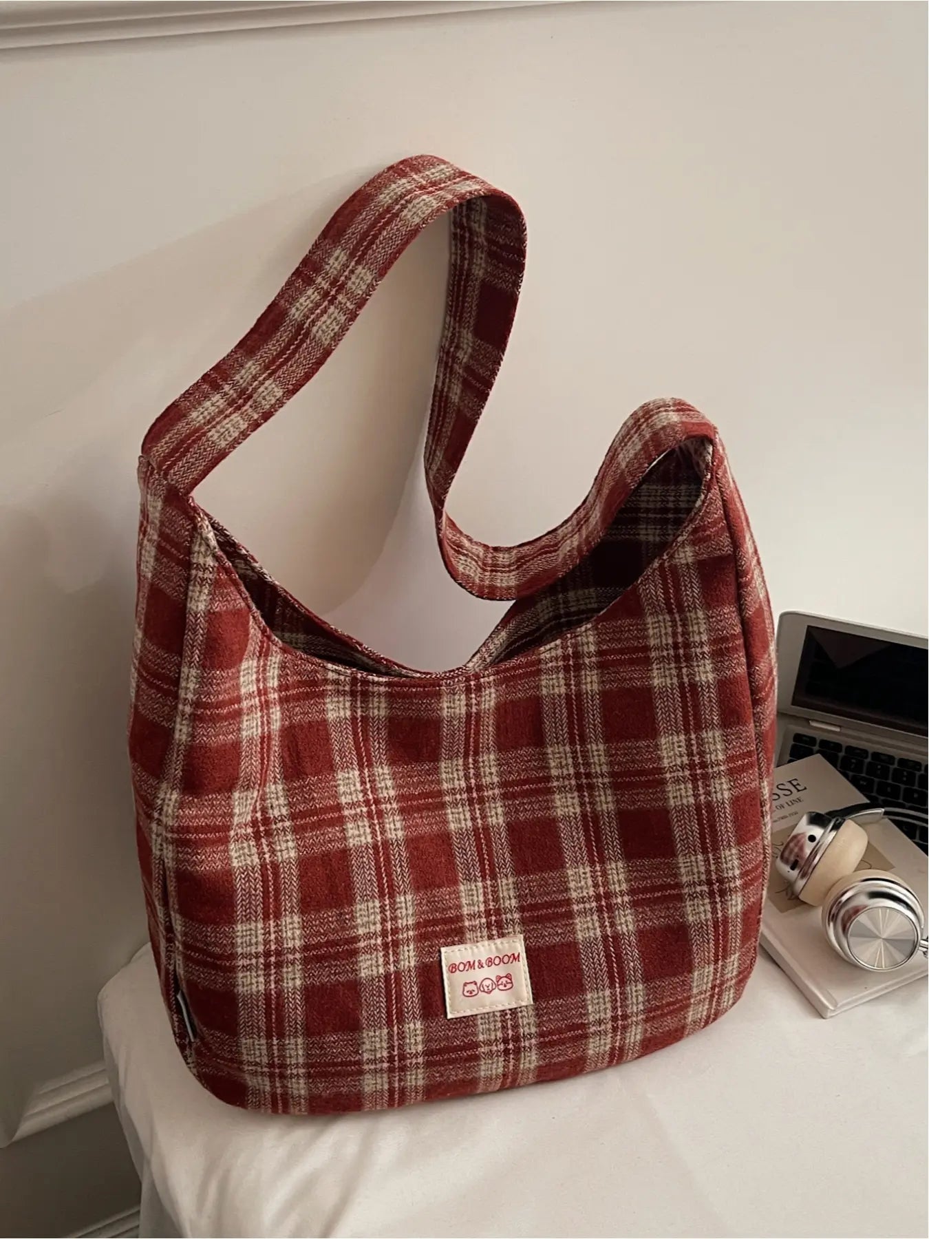 Retro Plaid Underarm Bag, Spring/Summer Textile Shoulder Bag, Crossbody Tote Bag, Casual Fashion Bag, Multi-Color Versatile Casual Large Capacity Bag, Suitable for Dates, Commuting, Shopping, and Compatible with Everyday Accessories