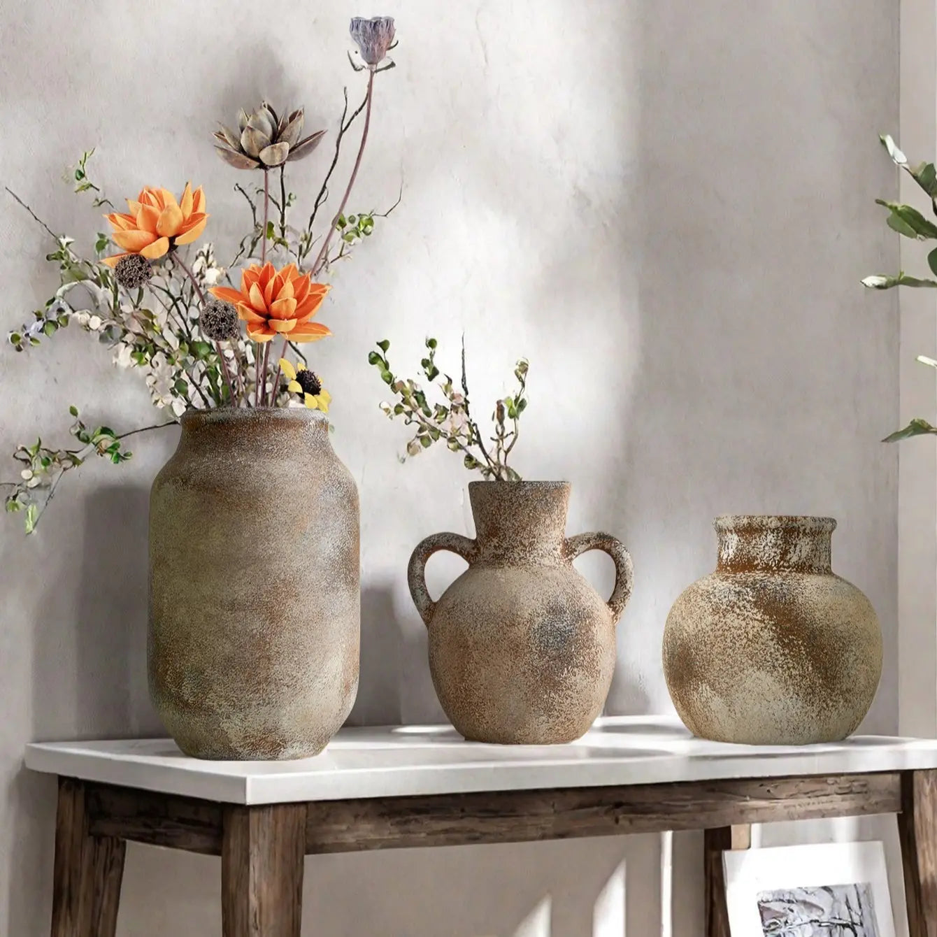 Vintage Creative Ceramic Flower Pot Decorative Vase, Home House Living Room Dining Table Desktop Decoration Ornament, Floral Arrangement Holder, Vintage Vases