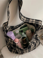 Retro Plaid Underarm Bag, Spring/Summer Textile Shoulder Bag, Crossbody Tote Bag, Casual Fashion Bag, Multi-Color Versatile Casual Large Capacity Bag, Suitable for Dates, Commuting, Shopping, and Compatible with Everyday Accessories