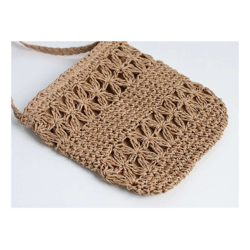Beaded Tassel Straw Crossbody Bag Floral