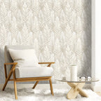 Beige Plant Pattern Peel and Stick Self-Adhesive Wallpaper - Waterproof Removable Oil-Proof | Easy to Cut Self-Adhesive Wall Sticker for Living Room, Kitchen & Bedroom Modern Decor Floral Wallpaper Peel and Stick