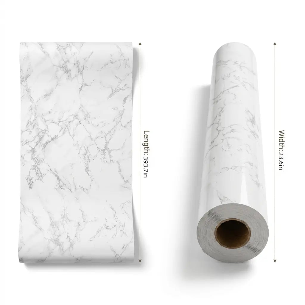 23.62In*393.7In/23.6In*196.8In Marble Peel-And-Stick Countertop Contact Paper, Self-Adhesive Waterproof Oil-Proof PET Stickers for Kitchen Cabinets, Heat-Resistant Thick Peel-And-Stick Furniture Stickers for Door Renovation, Stick-On Furniture Stickers