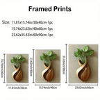 1PC Framed Canvas Modern Leaf Vase Minimalist Art, Clean Design, Premium Canvas, Ideal for Contemporary Living Room, Office, or Home Decor, Perfect for Modern, Elegant Spaces
