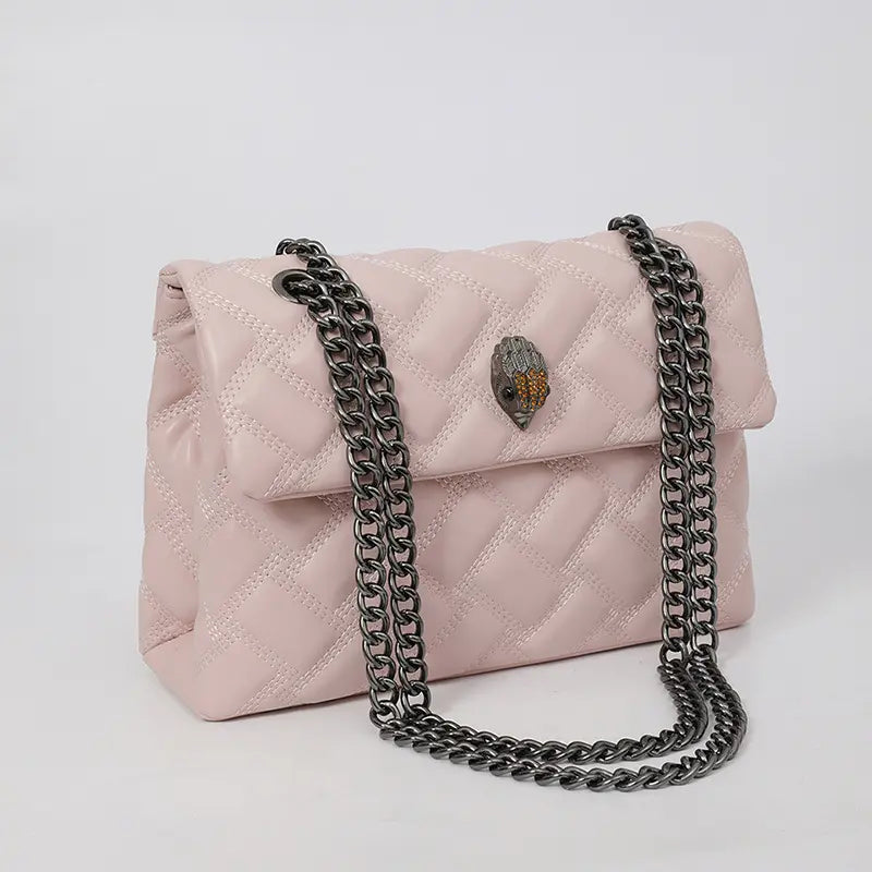 Quilted Chain Shoulder Bag Fashion Crossbody Purse Elegant Flap Handbag Luxury Designer Style Bag