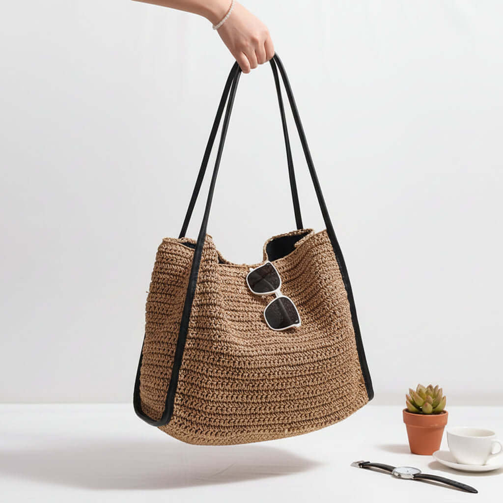 Large Capacity Straw Beach Bag French Straw Bag Niche Woven Bag