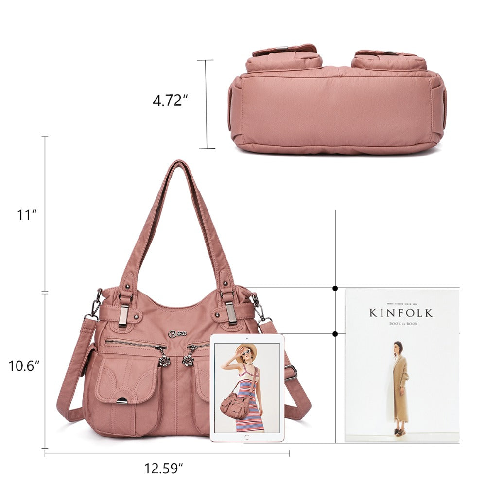 Fashion Ladies Soft Leather Portable Messenger Bag Crossbody Bags for Women Zipper Pocket Soft Casual Tote